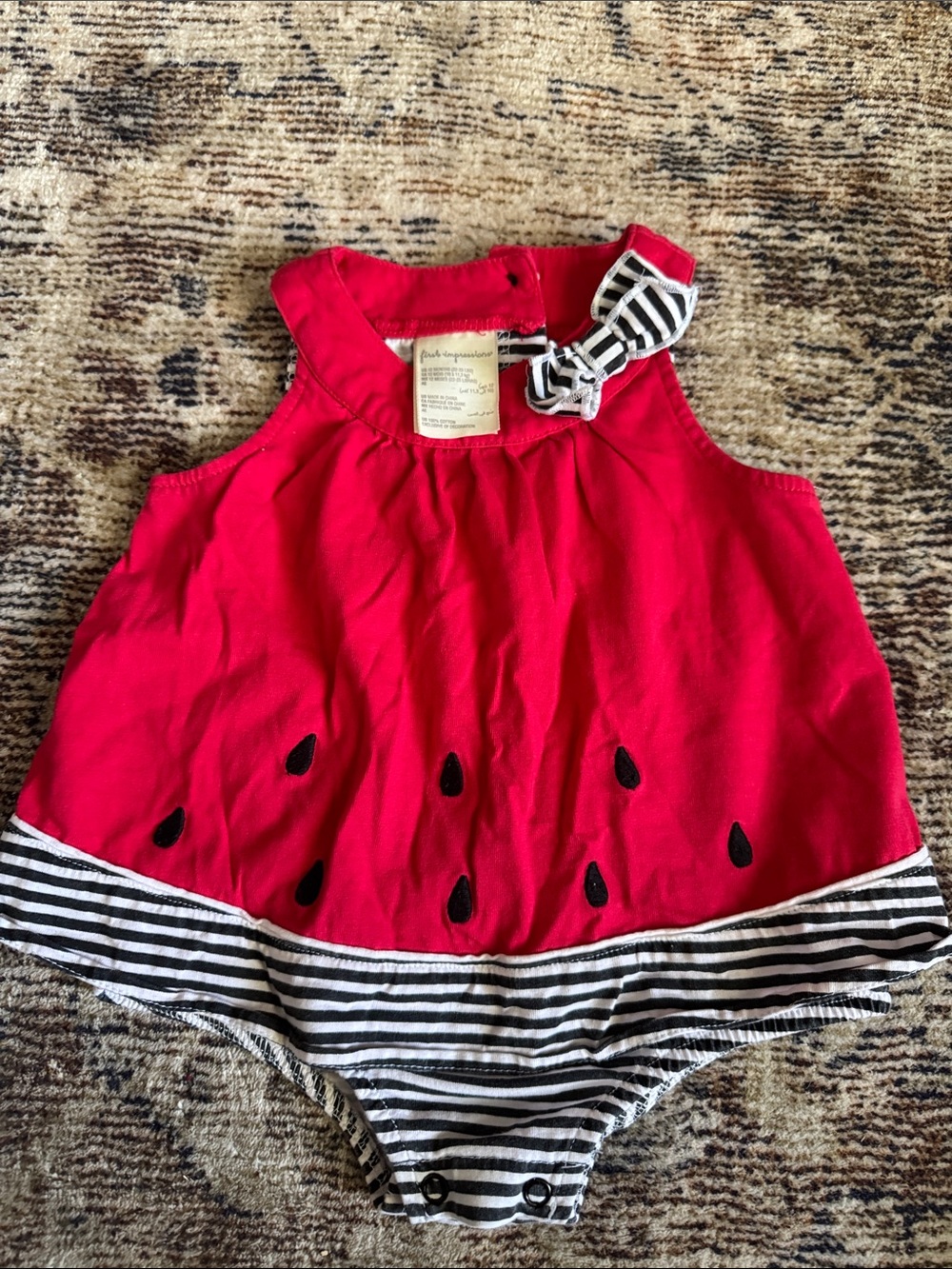 First Impressions watermelon onesie dress